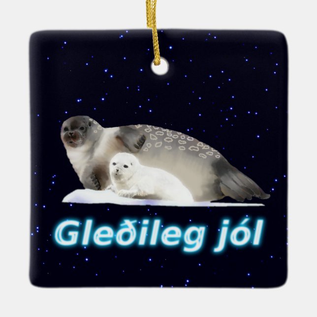 Gleðileg Jól - Ringed Siegel Keramikornament (Vorderseite)