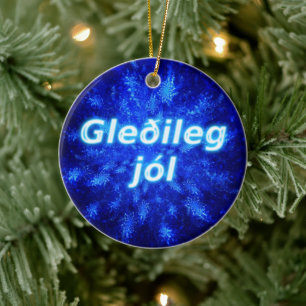 Gleðileg Jól - Snowburst Keramik Ornament