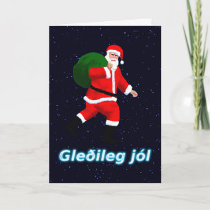 Gleðileg jól - Weihnachtsmann Feiertagskarte