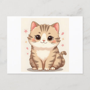 Gleeful Cat: Sweet Kawaii Kitten Art für jedes Zim Postkarte