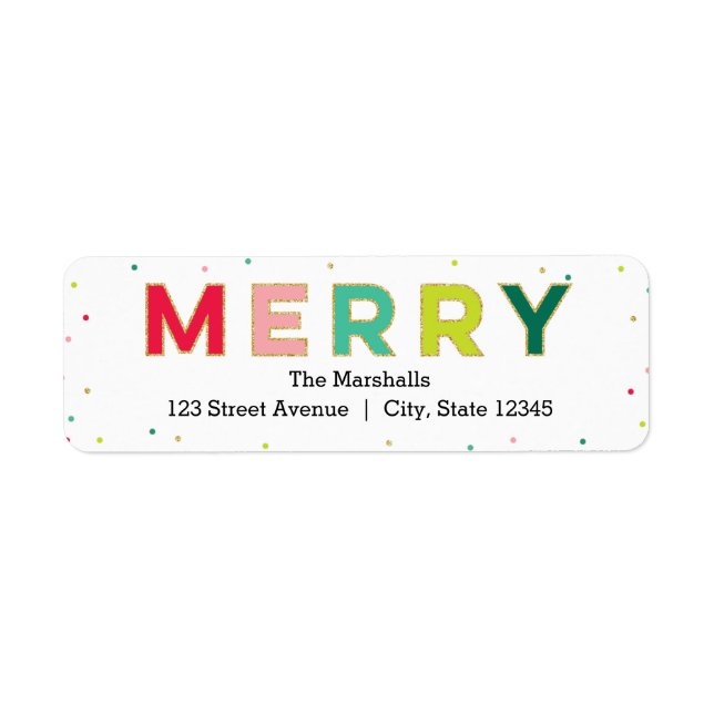 Gleeful Merry Holiday Étiquette de adresse (Devant)