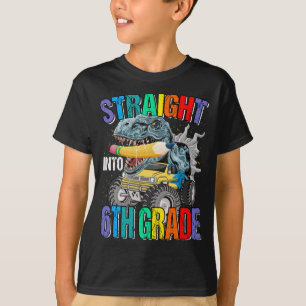 Gleich in das 6. Klasse Monster Truck Dinosaur Boy T-Shirt