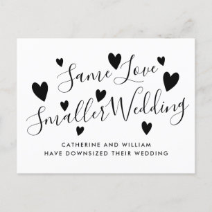 Gleiche Liebe Kleine Mikro-Hochzeit - Verkleinerun Ankündigungspostkarte