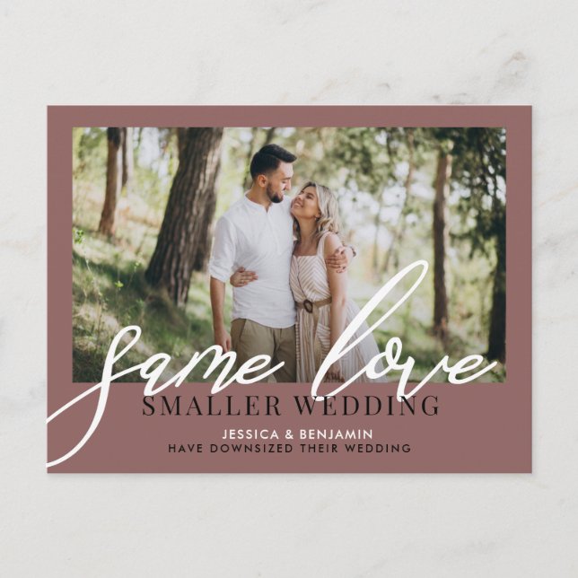 Gleiche Liebe Kleinere Hochzeit | Hochzeitsaktuali Ankündigungspostkarte (Vorderseite)
