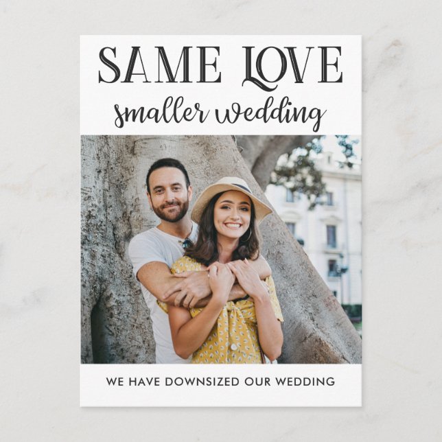 Gleiche Liebe kleinere Hochzeit verkleinert einfac Postkarte (Vorderseite)