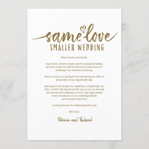Gleiche Liebe, kleinere Hochzeit Verkleinerung Hoc Einladung