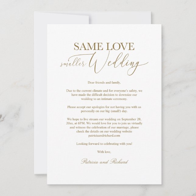 Gleiche Liebe Kleinere Hochzeitsszenarien Einladung (Vorderseite)