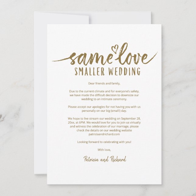 Gleiche Liebe Kleinere Hochzeitsszenario-Einladung Einladung (Vorderseite)
