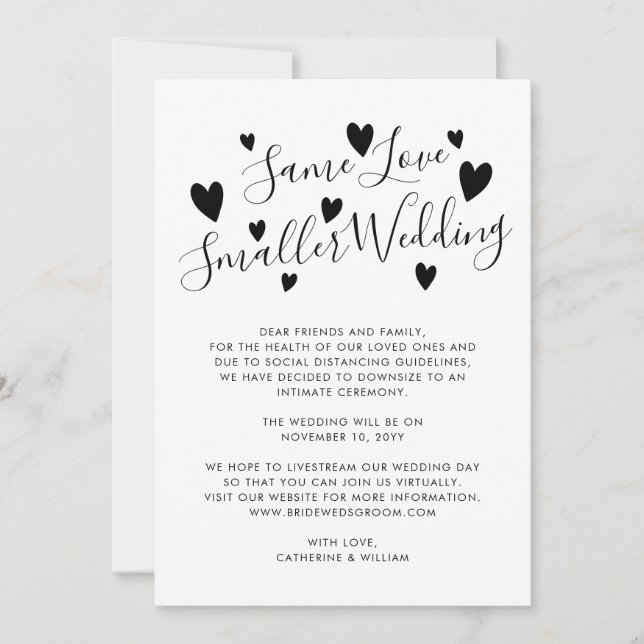 Gleiche Liebe Kleinere Hochzeitsumsätze Ankündigung (Vorderseite)
