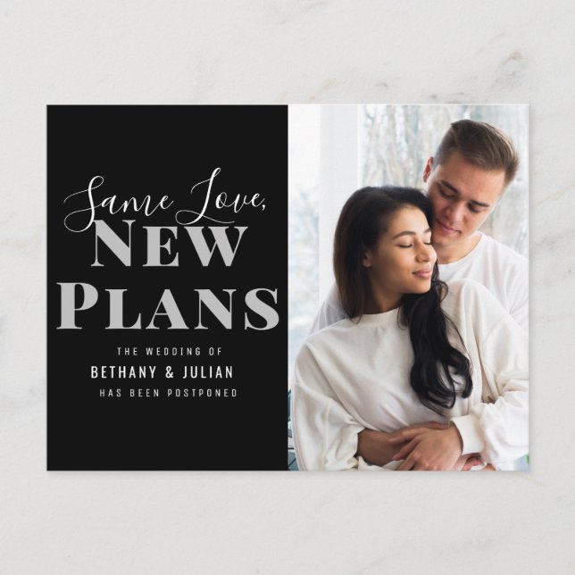 Gleiche Liebe, neue Pläne Änderung des Datums Hoch Postkarte (Vorderseite)
