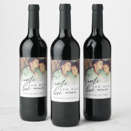 Gleiche Liebe Neuhochzeitdatum Kalligrafie & Foto Weinetikett