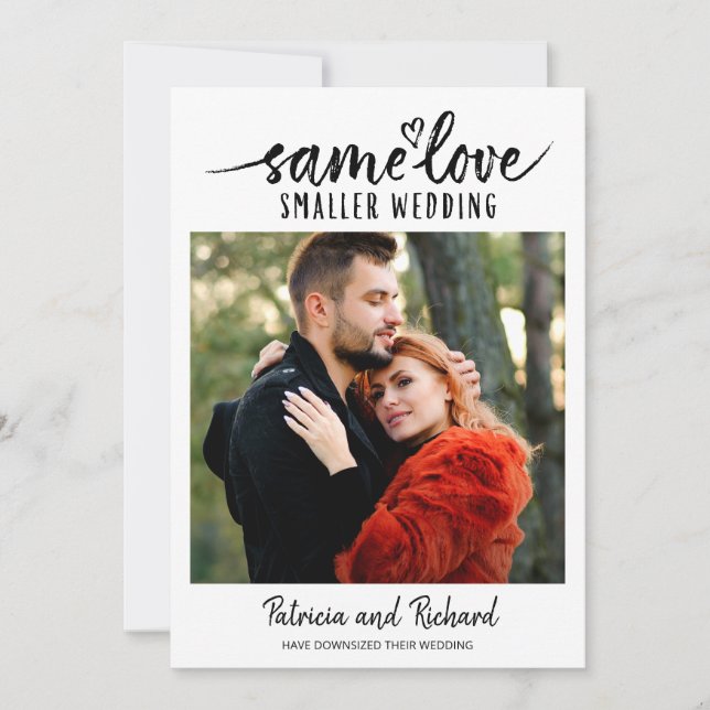 Gleiche Liebe Niedlich Heart Downsize Wedding Foto Einladung (Vorderseite)