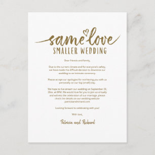 Gleiche Liebe Süßes Herz Verkleinerte Hochzeitskar Postkarte