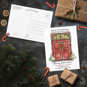 Gleiche Traditionen Neue Zuhause Weihnachten Ankündigungspostkarte