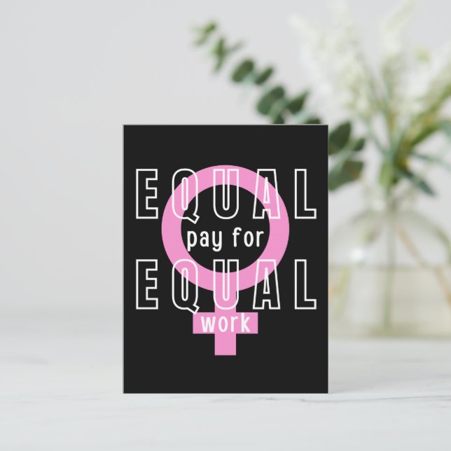 Gleicher Lohn für gleiche Arbeit Feministin Postkarte (Stehend Vorderseite)