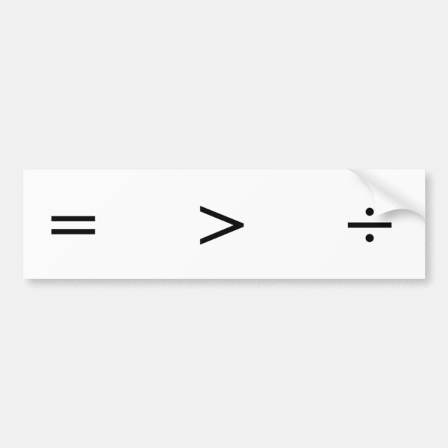 Gleichheit größer als Division Autoaufkleber (Vorne)