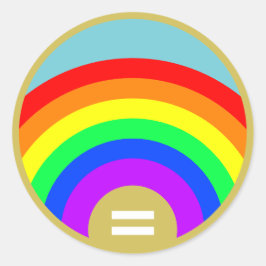 Gleichheit ist das Gold unter dem Regenbogen Runder Aufkleber
