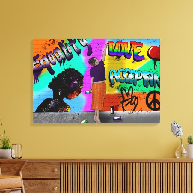 Gleichheit, Liebe und Akzeptanzkunst Leinwanddruck (Insitu (Wohnzimmer))