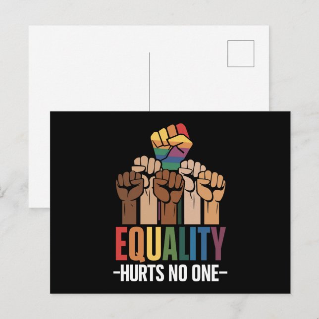 Gleichheit schadet keinem LGBTQ-Stolz auf die Mens Postkarte (Vorne/Hinten)