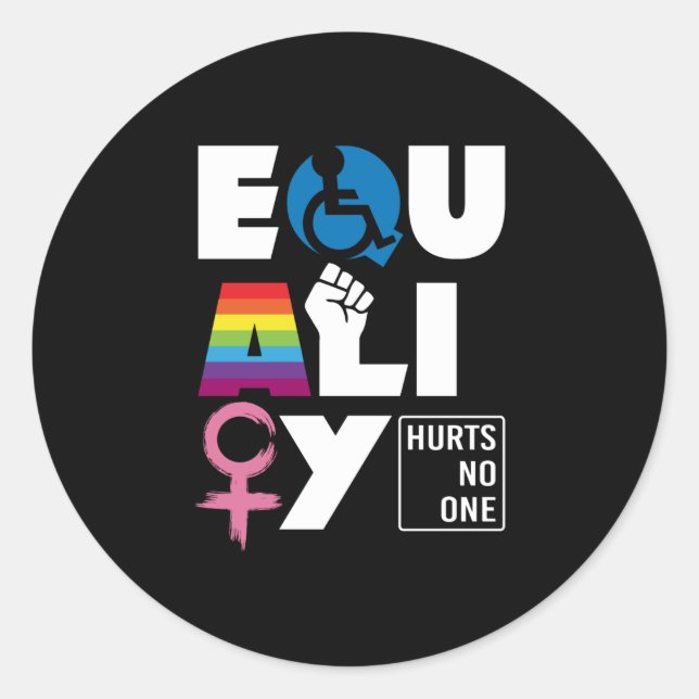 Gleichheit schadet keiner LGBTQ Runder Aufkleber (Vorderseite)
