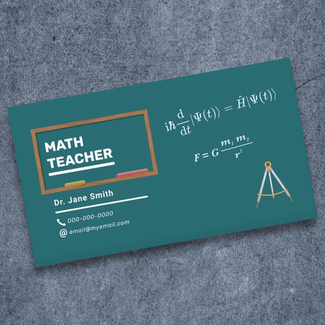 Gleichungen und Compas-Mathematiklehrer Visitenkarte (Equations & Compas Math Teacher Business Card)