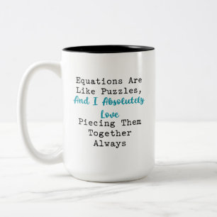 Gleichungen wie Rätsel Lieben es, sie zusammenzuse Zweifarbige Tasse