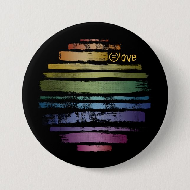 Gleichwertige Liebe Rainbow Brush Strokes LGBTQ ID Button (Vorderseite)