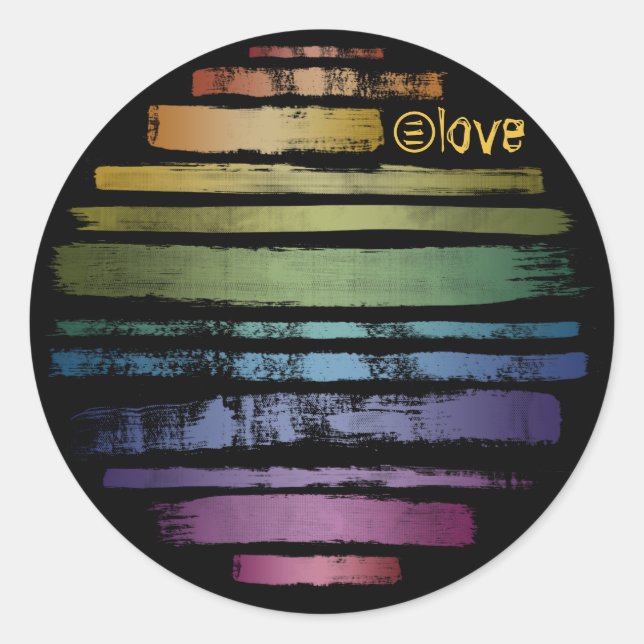 Gleichwertige Liebe Rainbow Brush Strokes LGBTQ ID Runder Aufkleber (Vorderseite)