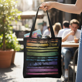 Gleichwertige Liebe Rainbow Brush Strokes LGBTQ ID Tasche