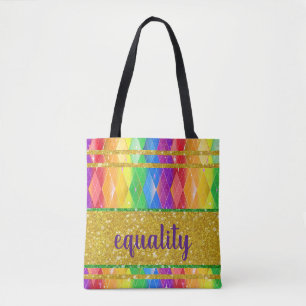 Gleichwertiger Glitzer Regenbogen Gay Pride Raute Tasche