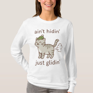 Gleitende Katze in einer gemütlichen Mütze T-Shirt