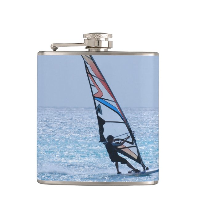Gleitener Windsurfer Flachmann (Vorderseite)