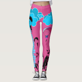 Gleitschirmfliegen-Elf-Landschafts-Leggings-Rosa Leggings
