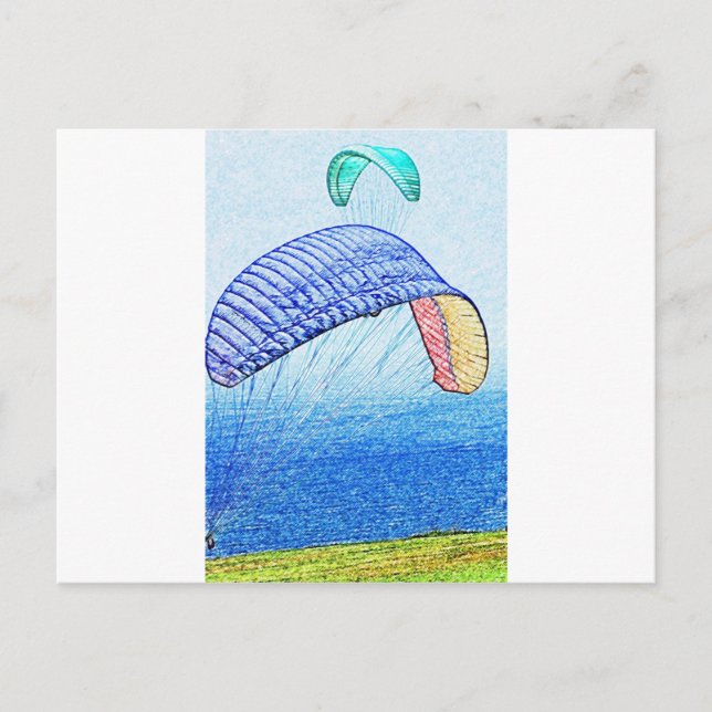 Gleitschirmfliegen Postkarte (Vorderseite)