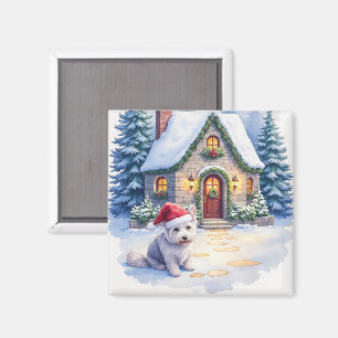 Glen of Imaal Terrier Schneehütte Weihnachtsmannmü Magnet