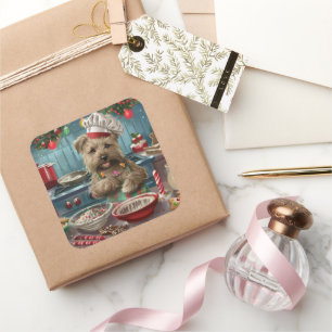 Glen of Imaal Terrier Weihnachtsbäckerei: Festlich Quadratischer Aufkleber