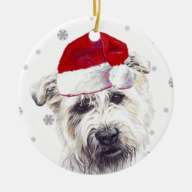 Glen of Imaal Terrier - Weihnachtsmannmütze Weihna Keramik Ornament (Vorne)