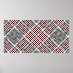 Glen plaid Muster. Schwarz, rot, weiß nahtloser Ta Poster
