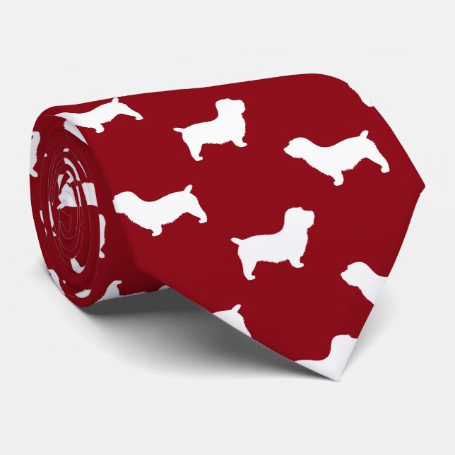 Glen von Imaal Terrier Hund Silhouetten Muster Red Krawatte (Gerollt)