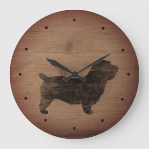 Glen von Imaal Terrier Silhouette Rustikaler Stil Große Wanduhr