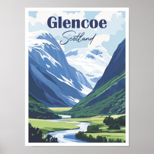 Glencoe Schottland Kunstwerk Reiseort Illustration Poster