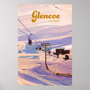 Glencoe Schottland Skigebiet Reiseplakat Poster