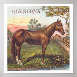 Glencona Vintag Kastanie Racing Horse Poster