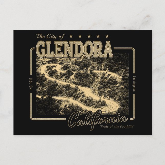 GLENDORA KALIFORNIEN - BERGSTRASSE GLENDORA POSTKARTE (Vorderseite)
