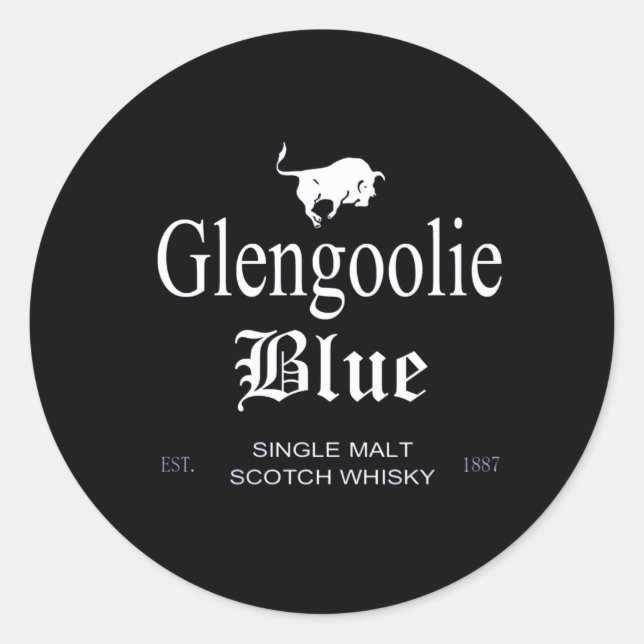 Glengoolie Blue Scotch Whisky Runder Aufkleber (Vorderseite)