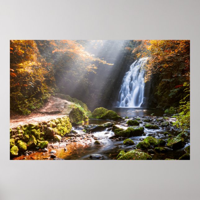 Glenoe Waterfall | Landkreis Antrim, Nordirland Poster (Vorne)