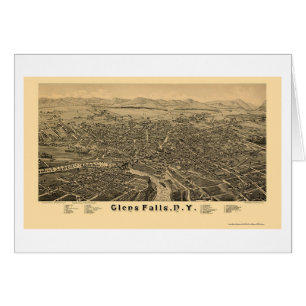 Glens Falls, carte panoramique de NY - 1884
