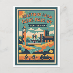 Glens Falls NY Hometown USA Retro-Reiseziel Postkarte