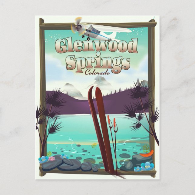 Glenwood Springs Colorado Ski Poster. Postkarte (Vorderseite)