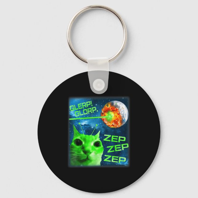 Glerp Glorp Funny Alien Cat Brainrot Meme  Schlüsselanhänger (Vorderseite)